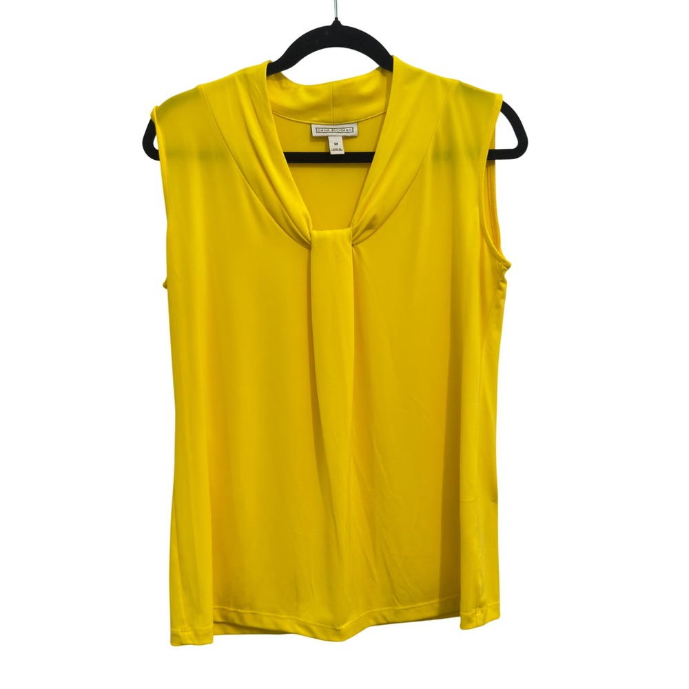 Dana Buchman Size M Yellow Sleeveless Blouse‎ Draped Neck Polyester Spandex Top
